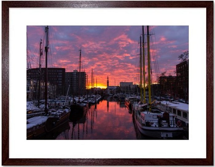 Yacht Basin At Sunset Framed Print